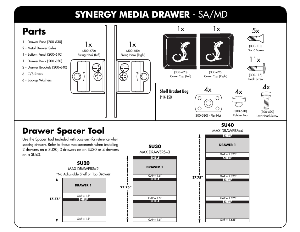 Salamander Designs Synergy System SA/MD/W User Manual | 4 pages