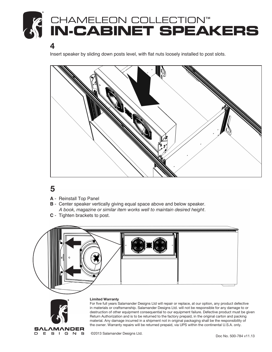 In-cabinet speakers, Chameleon collection | Salamander Designs SD/SPK1/C User Manual | Page 2 / 2