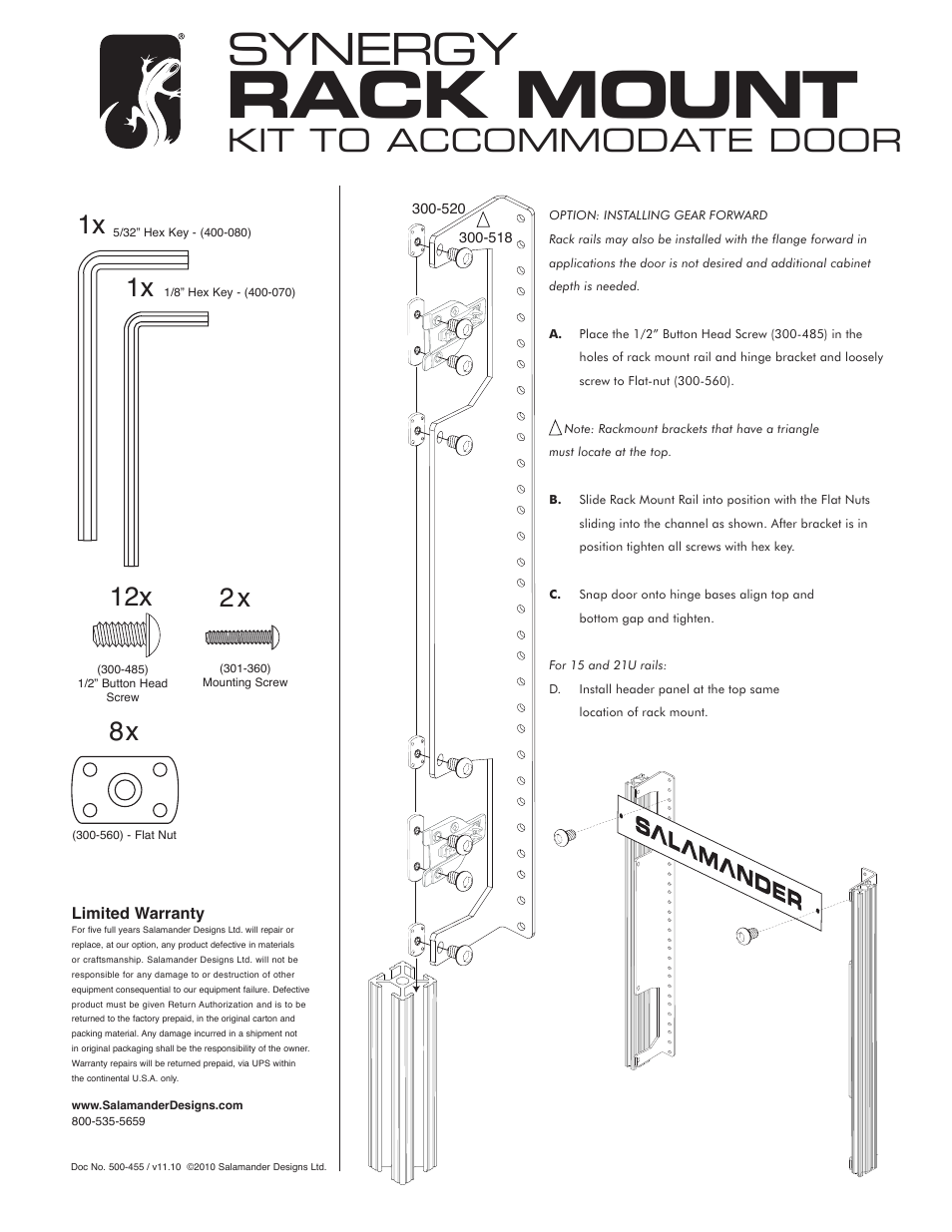Salamander Designs Synergy System SU40RMC/B User Manual | 6 pages