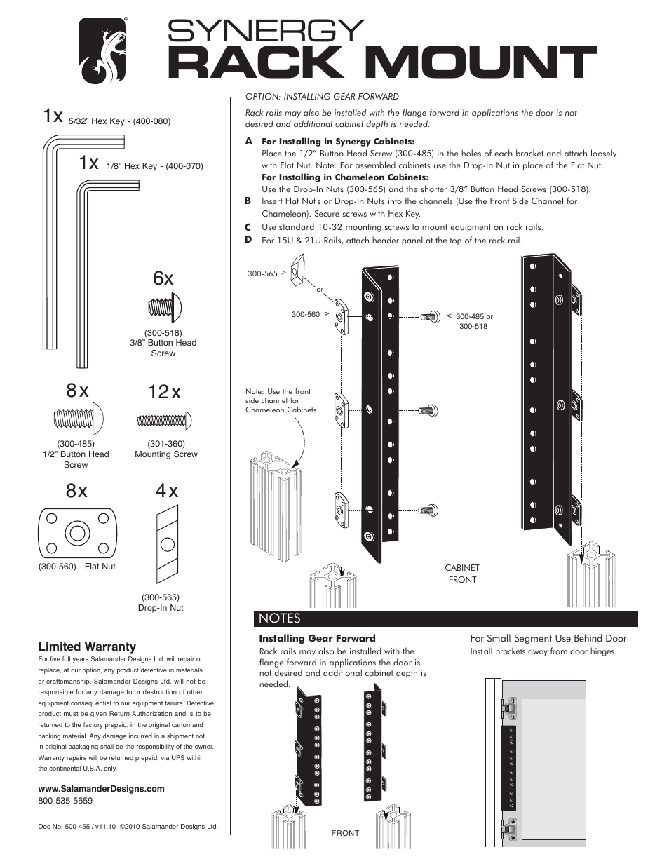 Rack mount, Synergy | Salamander Designs Synergy System SU40RMC/B User Manual | Page 2 / 6