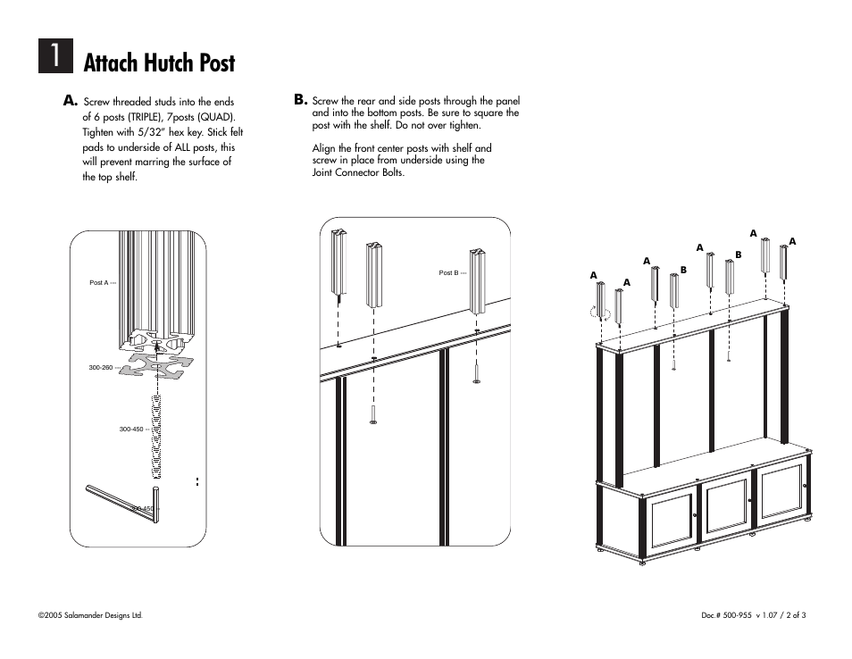 Attach hutch post | Salamander Designs Synergy System SLH10C/B User Manual | Page 2 / 3