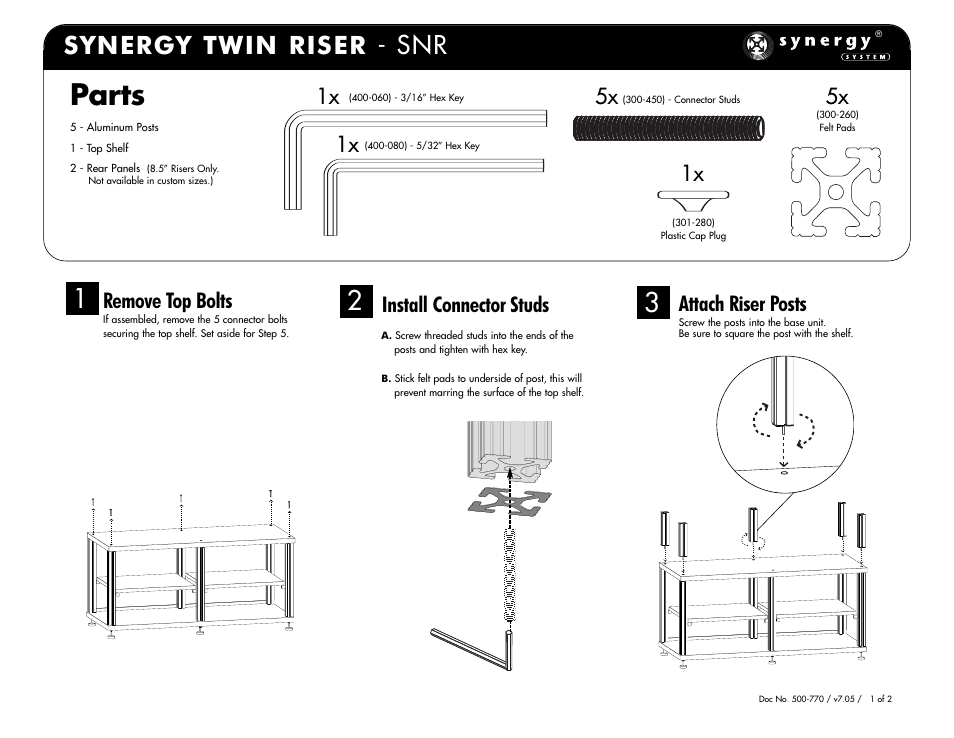 Salamander Designs Synergy System SNRC/B User Manual | 2 pages