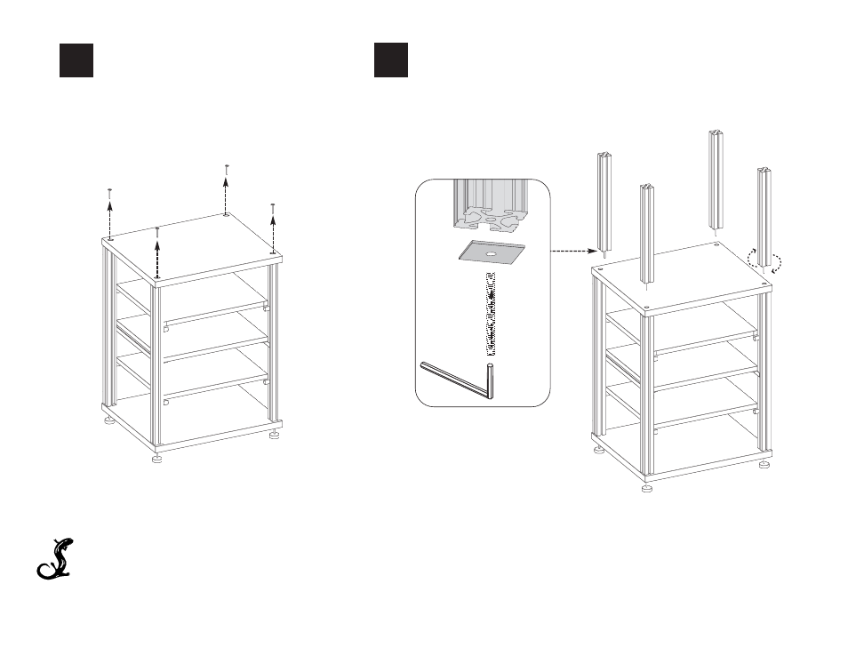 Remove top bolts, Attach extension post | Salamander Designs Synergy System SNX20C/B User Manual | Page 2 / 4