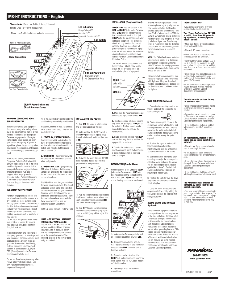 M8-ht instructions - english, Set 1 set 2 set 3 | Salamander Designs CA/PCM User Manual | Page 2 / 4