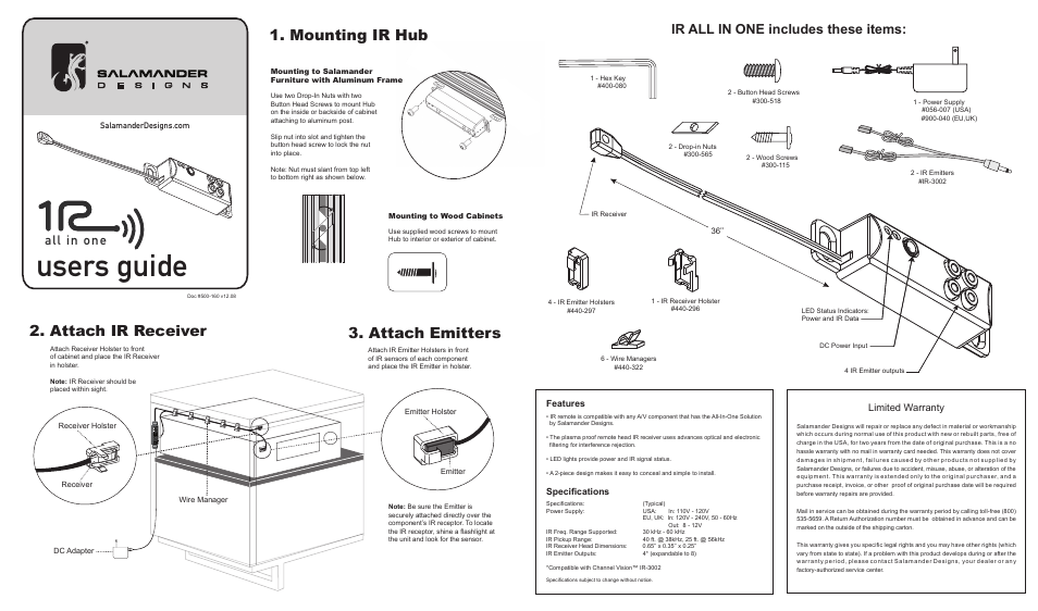 Salamander Designs SD/IR User Manual | 1 page