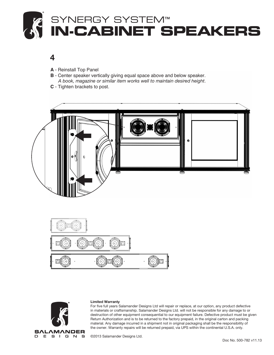 In-cabinet speakers, Synergy system | Salamander Designs SD/SPK2/S User Manual | Page 2 / 2