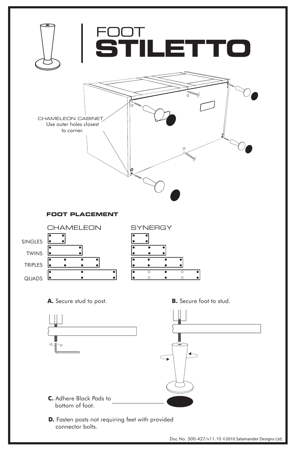 Salamander Designs SA/SFB/4 User Manual | 1 page
