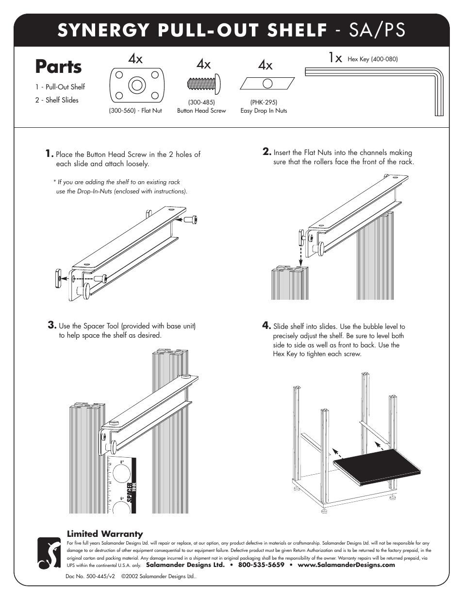 Salamander Designs SA/PS User Manual | 1 page