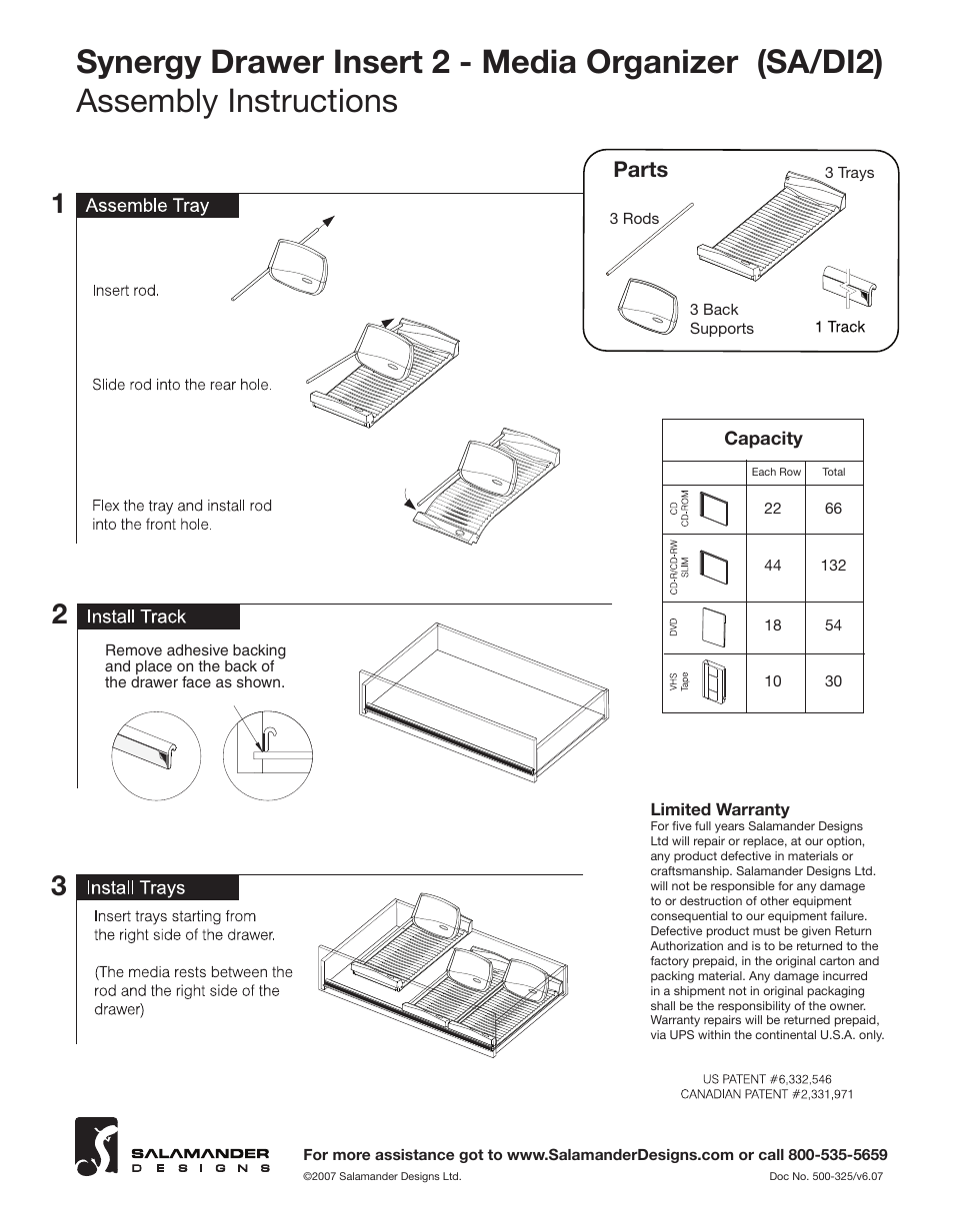 Salamander Designs SA/DI2 User Manual | 1 page