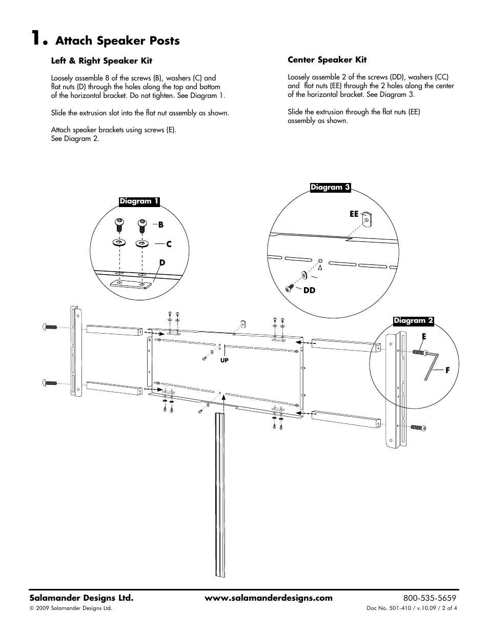 Attach speaker posts | Salamander Designs FX200/LRK User Manual | Page 2 / 4