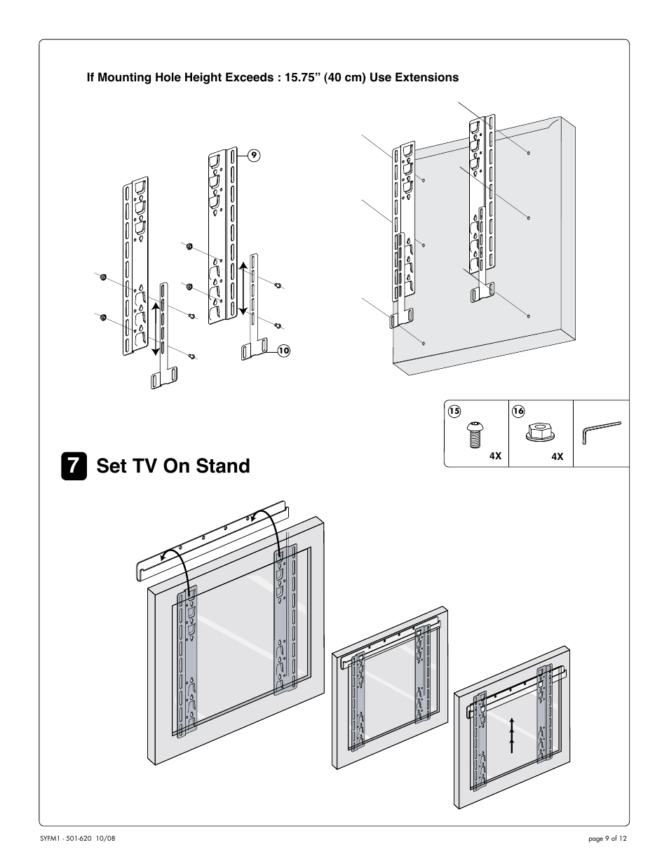 Set tv on stand | Salamander Designs SY/FM1 User Manual | Page 9 / 12