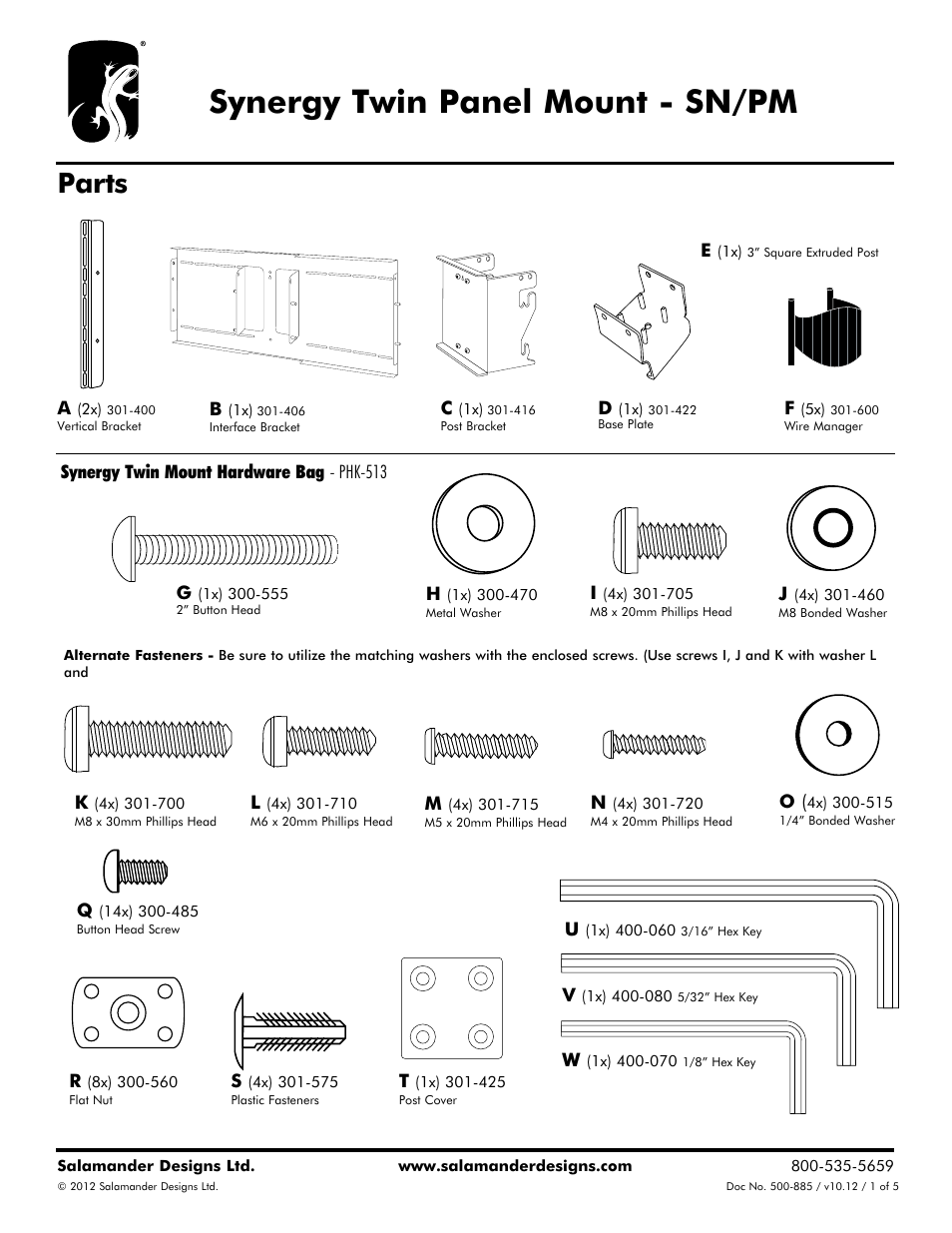 Salamander Designs SN/PM/A User Manual | 5 pages