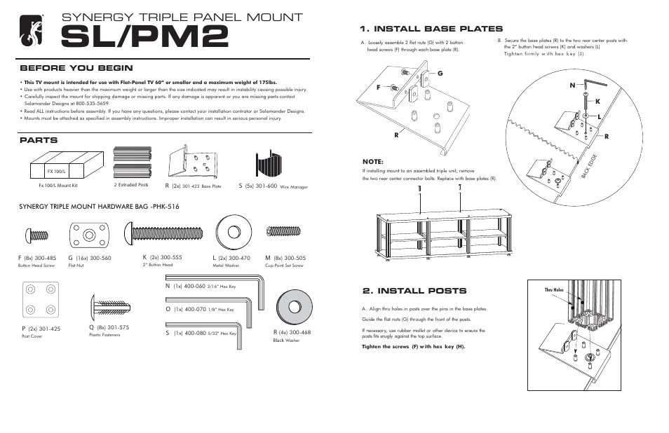 Salamander Designs SL/PM2/A User Manual | 2 pages