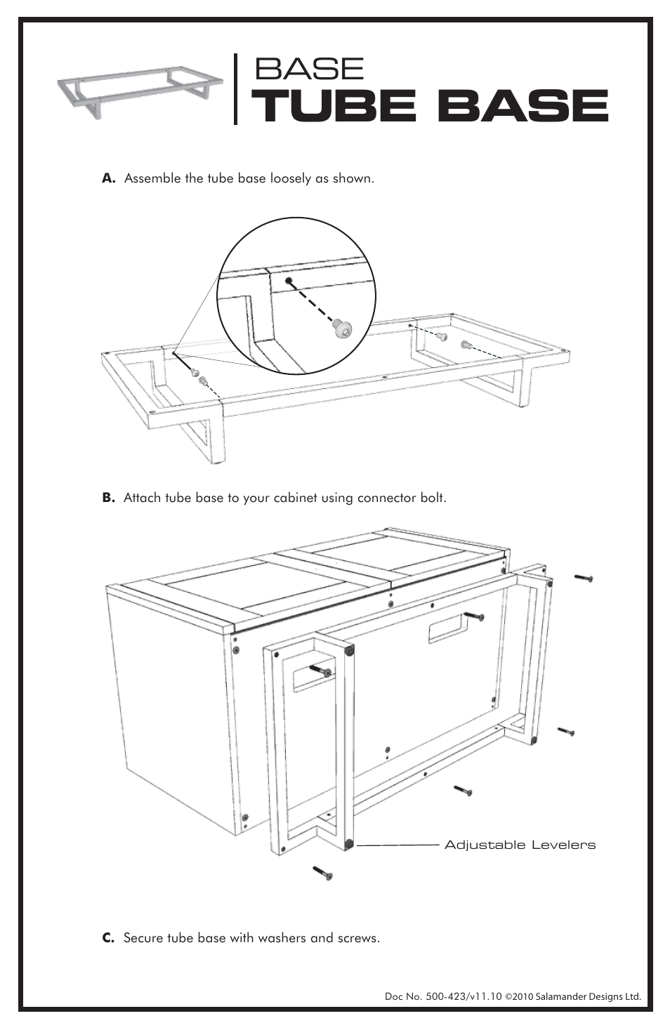 Salamander Designs CA/TB/N/B User Manual | 1 page
