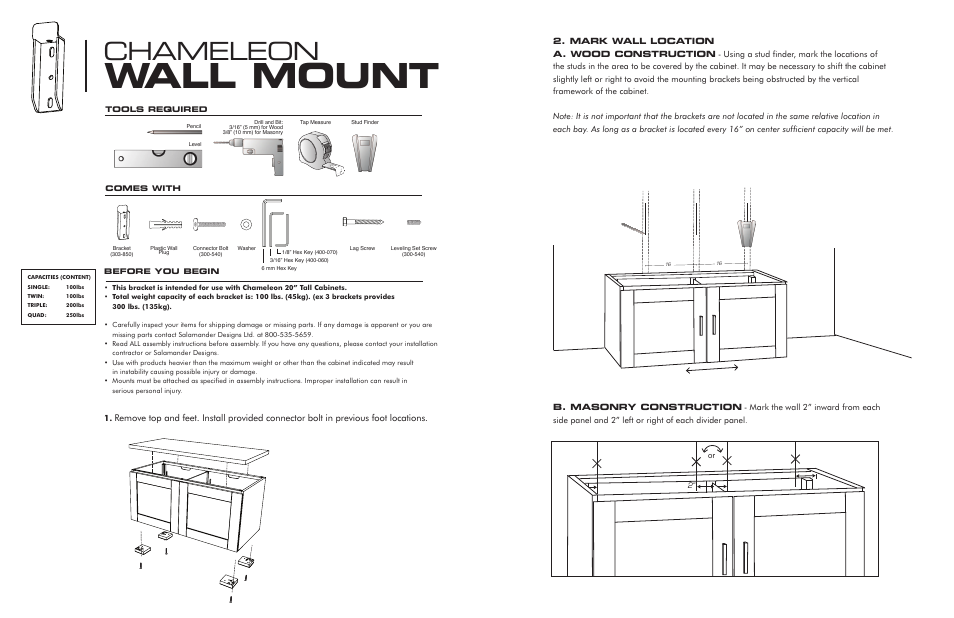 Salamander Designs CL/WK1 User Manual | 2 pages