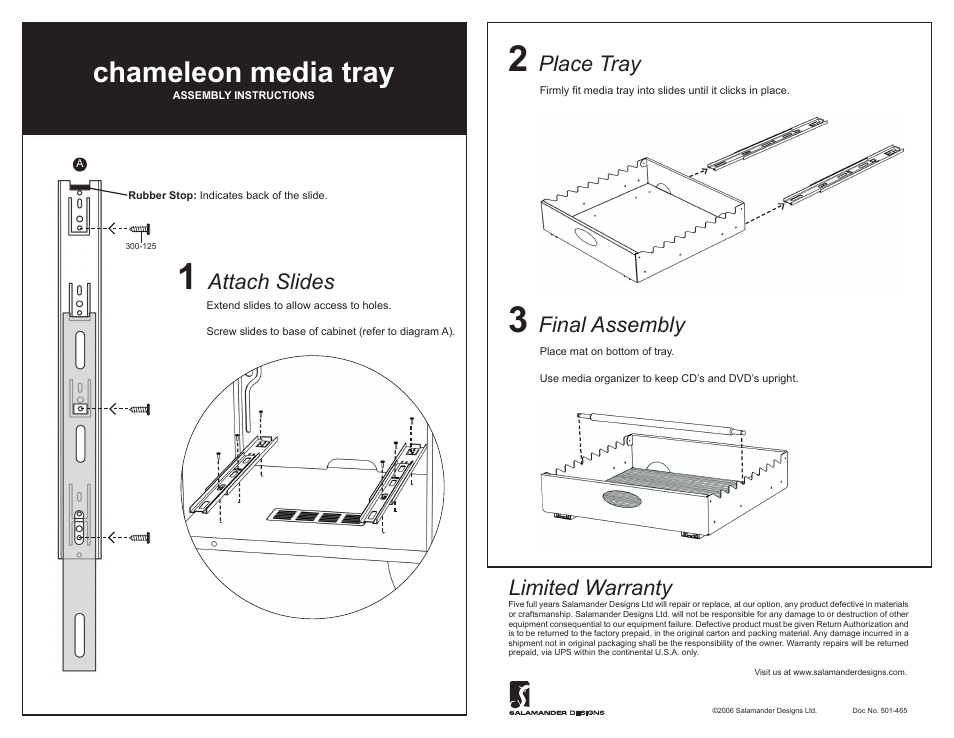 Salamander Designs CA/UPT User Manual | 1 page