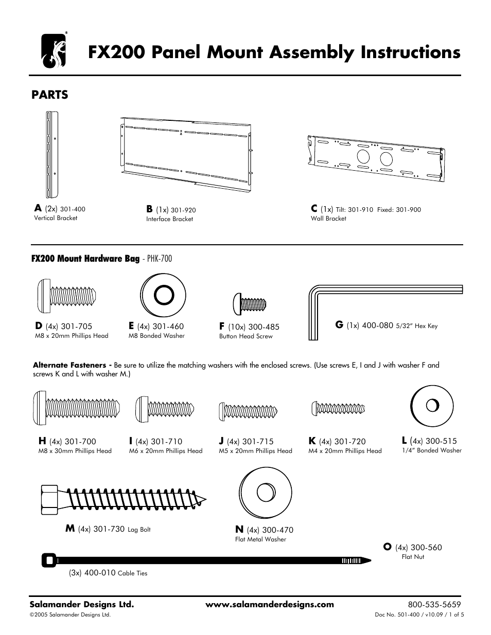 Salamander Designs FX200AV/L/BK User Manual | 5 pages