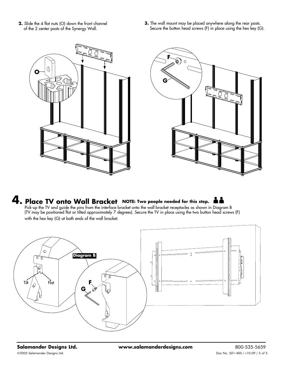 Place tv onto wall bracket | Salamander Designs FX200AV/L/BK User Manual | Page 5 / 5