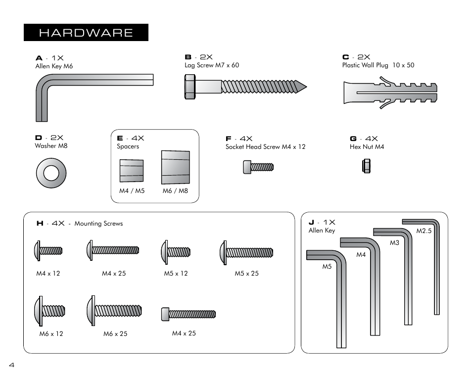 Hardware | Salamander Designs FX100/S User Manual | Page 4 / 12