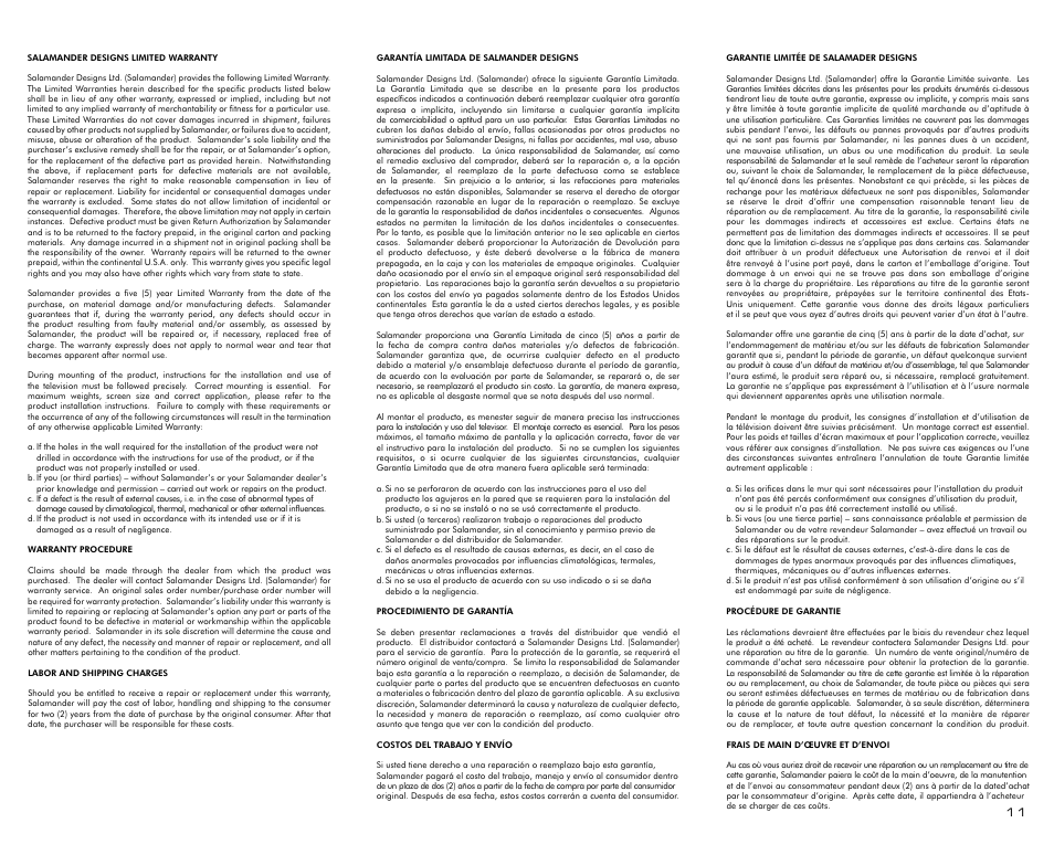 Salamander Designs PL100/S User Manual | Page 11 / 12