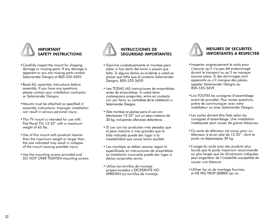 Salamander Designs ZM102D/S User Manual | Page 2 / 12