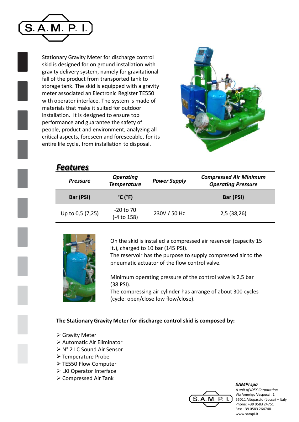 SAMPI Stationary Gravity Meter for discharge control User Manual | 1 page