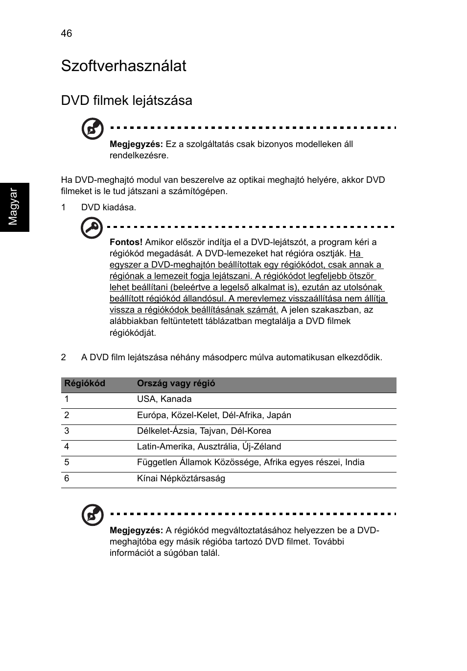 Szoftverhasználat, Dvd filmek lejátszása | Acer Aspire 4739Z User Manual | Page 1062 / 2354