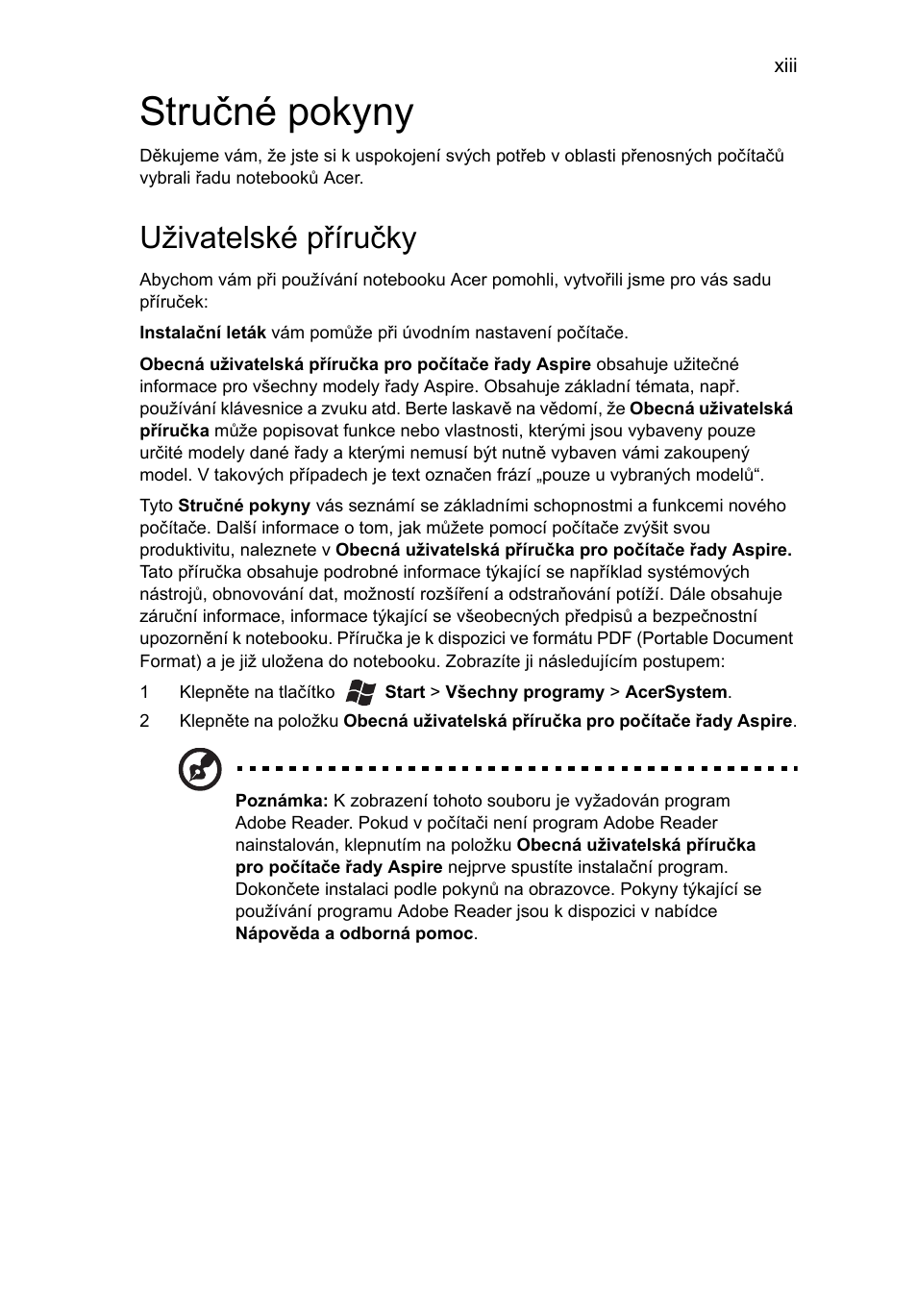 Stručné pokyny, Uživatelské příručky | Acer Aspire 4739Z User Manual | Page 1085 / 2354