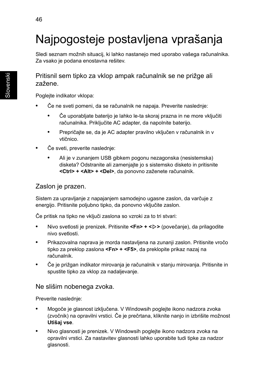Najpogosteje postavljena vprašanja | Acer Aspire 4739Z User Manual | Page 1286 / 2354
