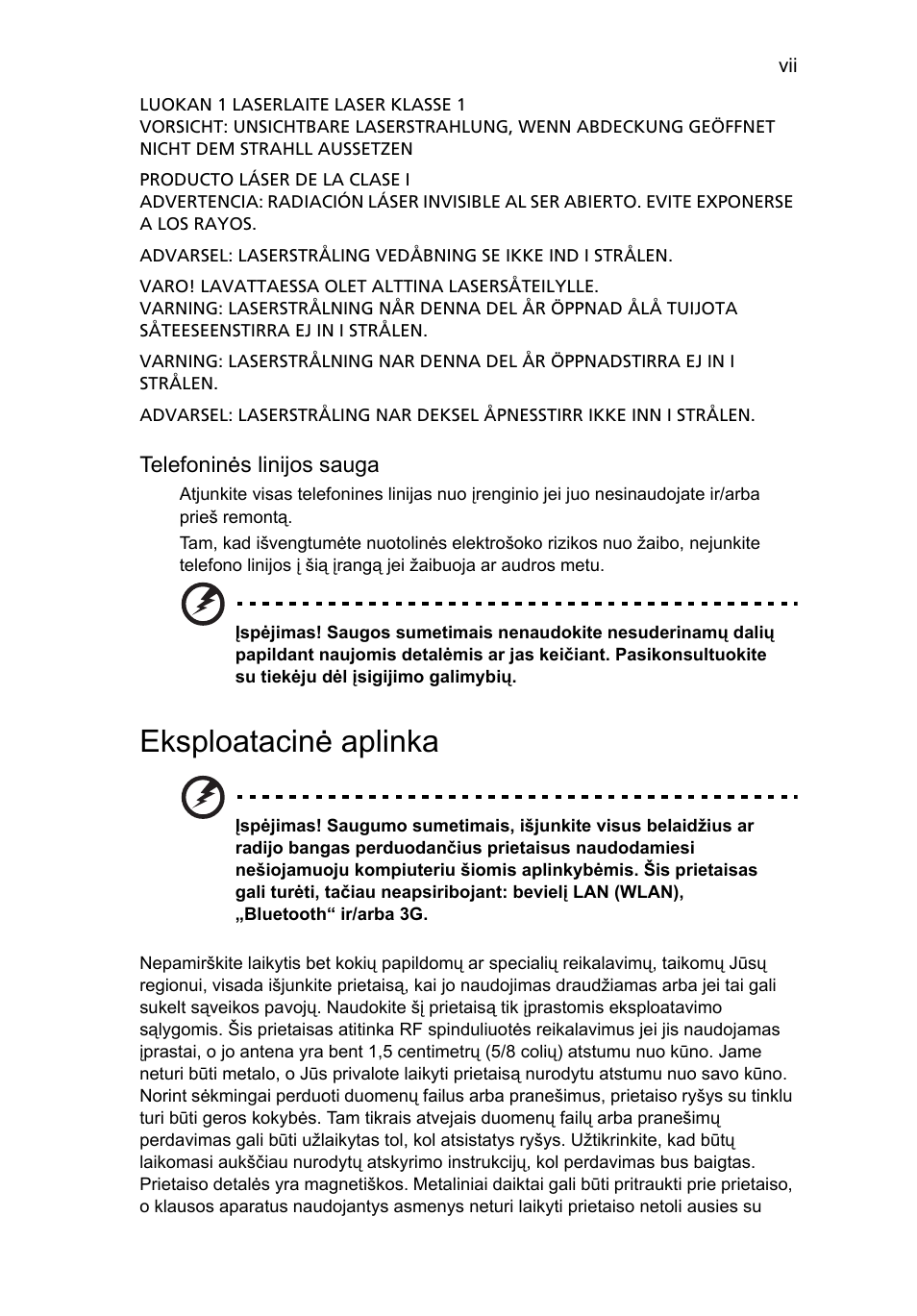 Eksploatacinė aplinka | Acer Aspire 4739Z User Manual | Page 1681 / 2354