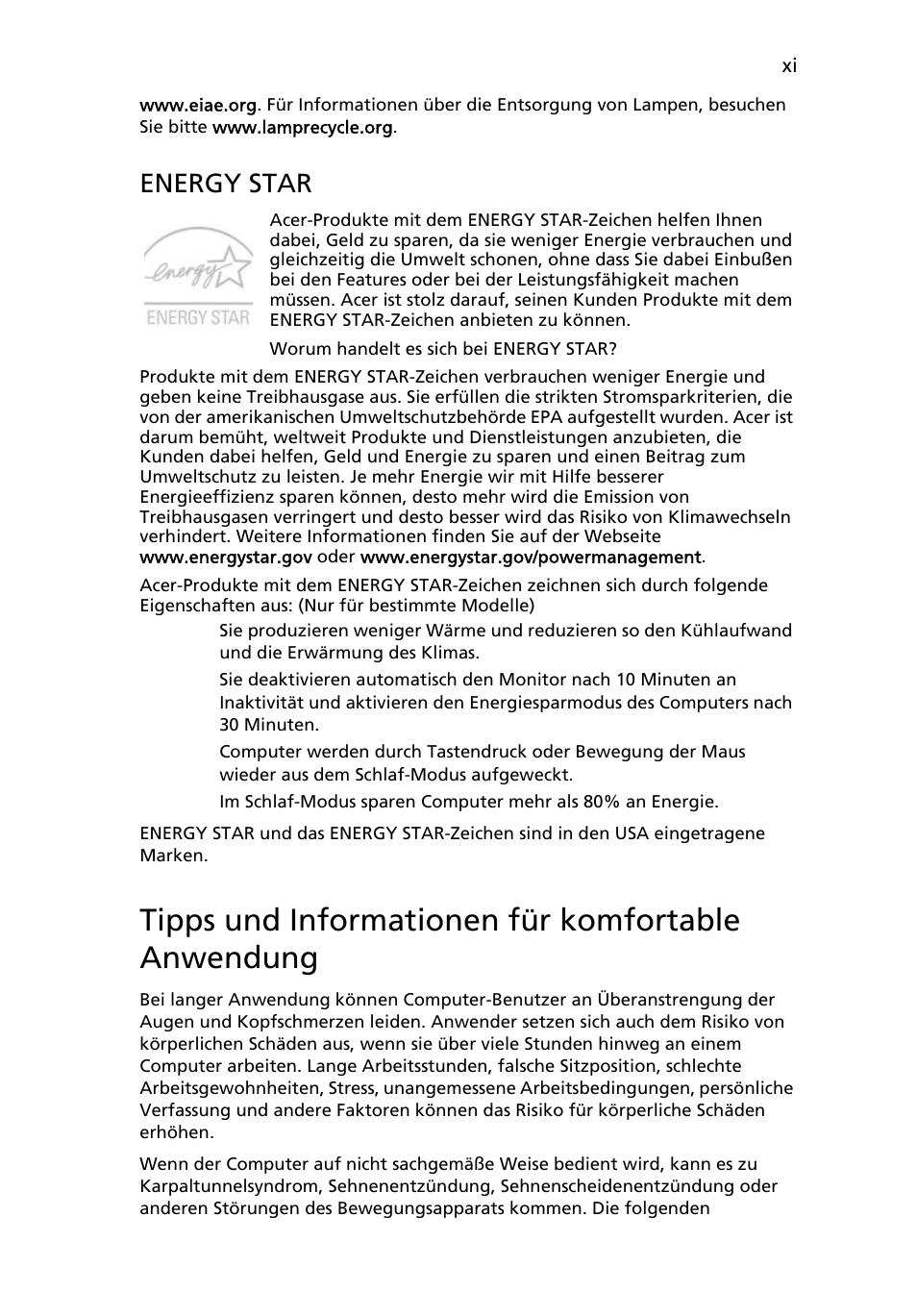 Tipps und informationen für komfortable anwendung, Energy star | Acer Aspire 4739Z User Manual | Page 169 / 2354