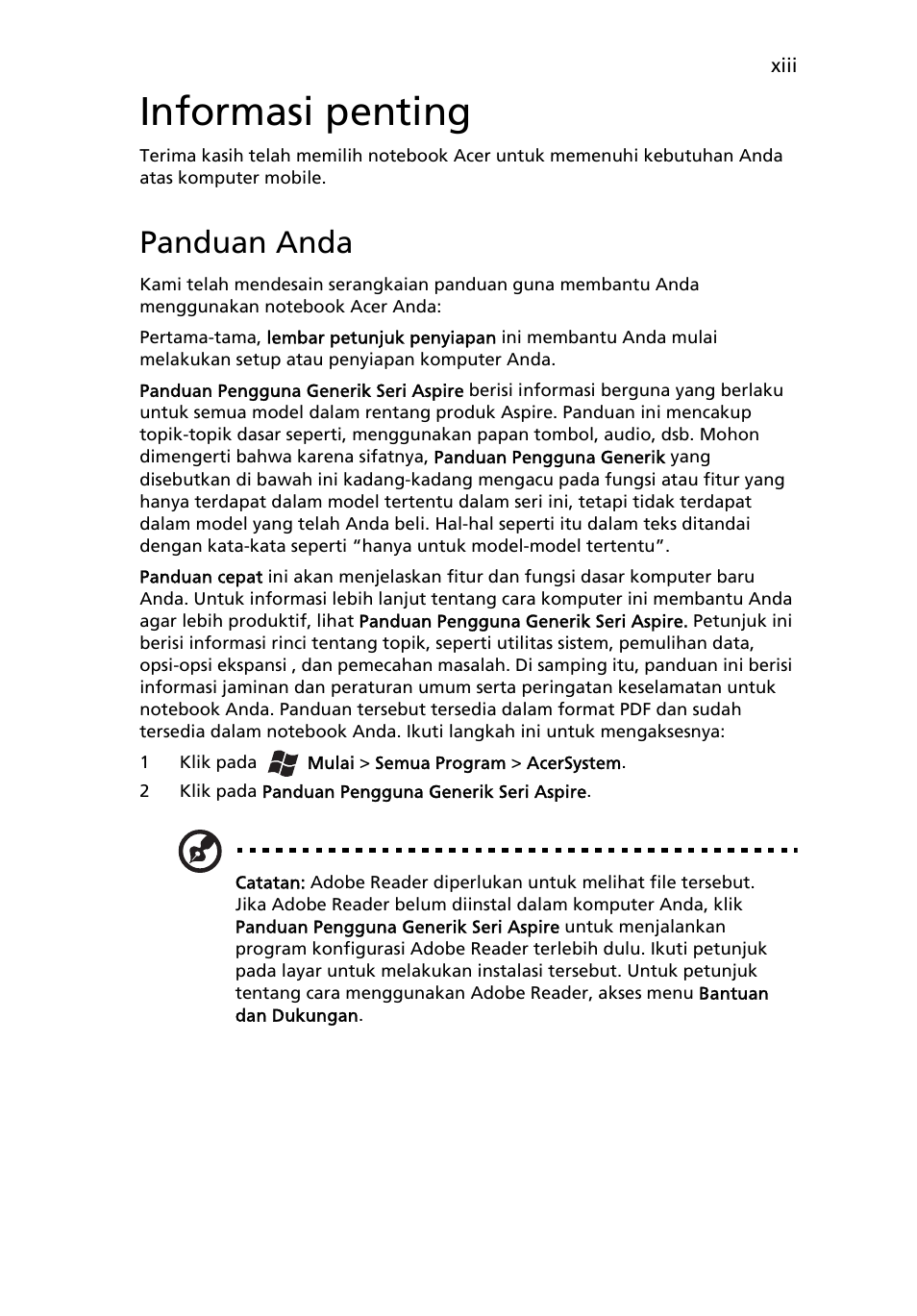 Informasi penting, Panduan anda | Acer Aspire 4739Z User Manual | Page 2211 / 2354