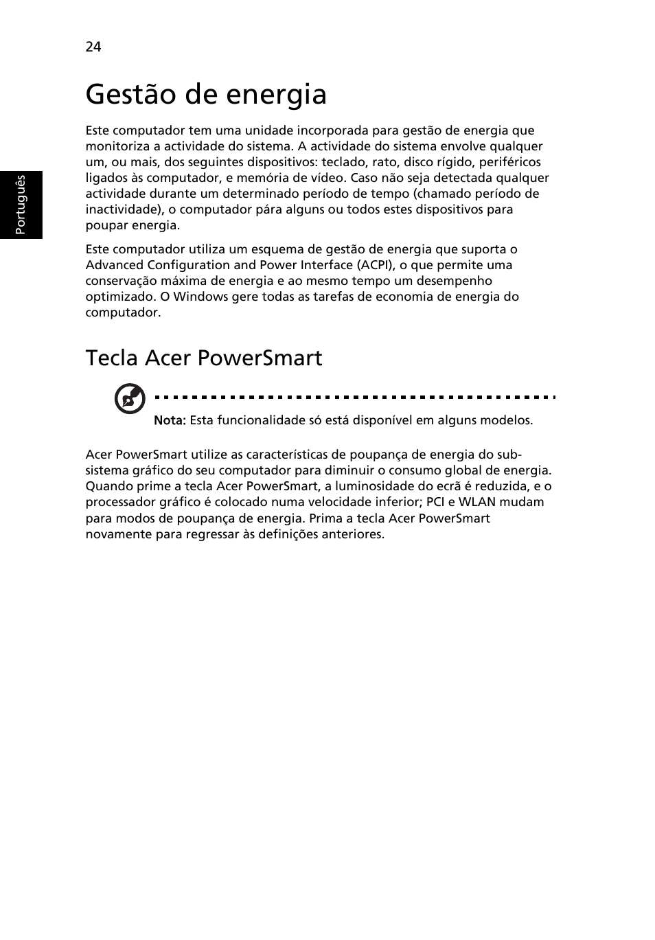 Gestão de energia, Tecla acer powersmart | Acer Aspire 4739Z User Manual | Page 436 / 2354