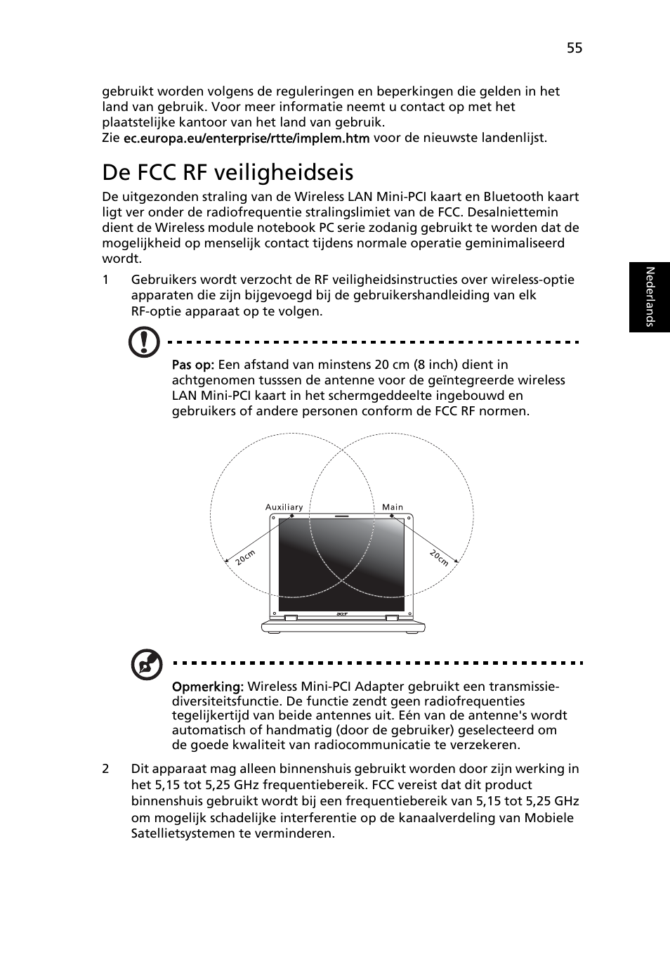De fcc rf veiligheidseis | Acer Aspire 4739Z User Manual | Page 545 / 2354
