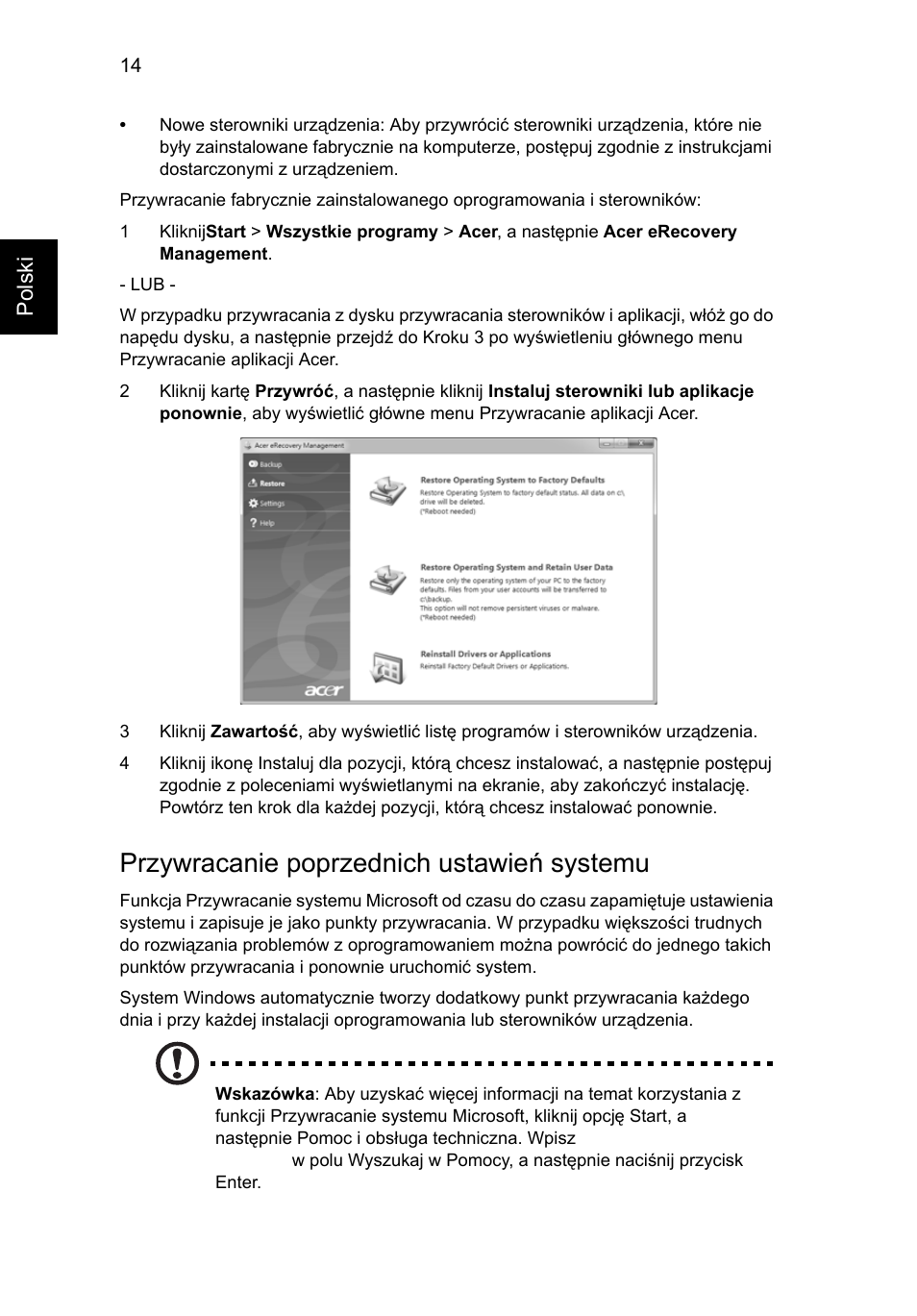 Przywracanie poprzednich ustawień systemu | Acer Aspire 4739Z User Manual | Page 954 / 2354