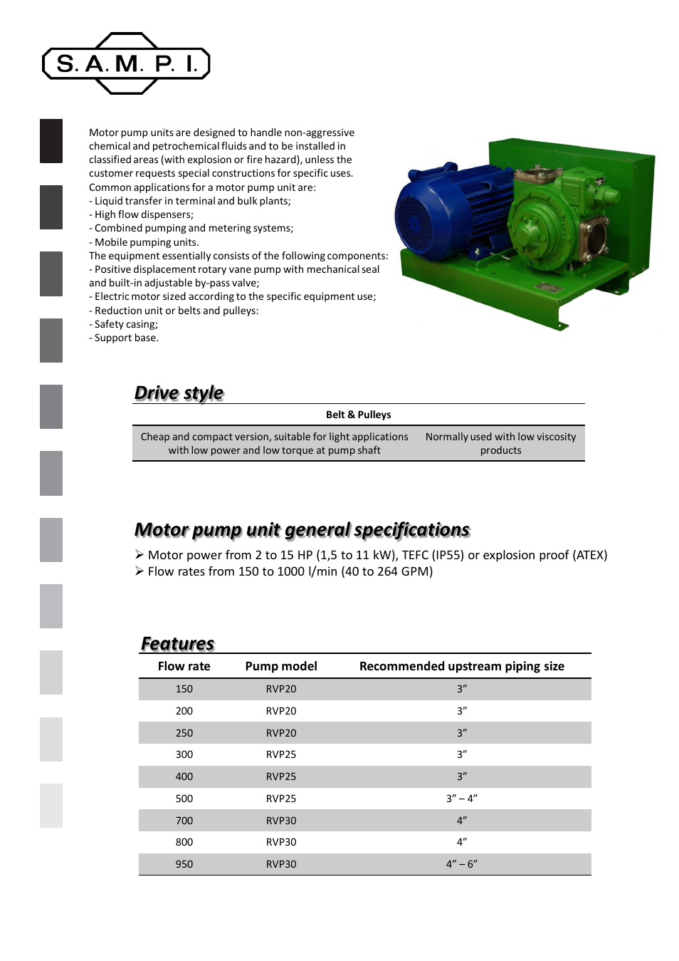 SAMPI Belt & Pulleys Motorpump User Manual | 2 pages