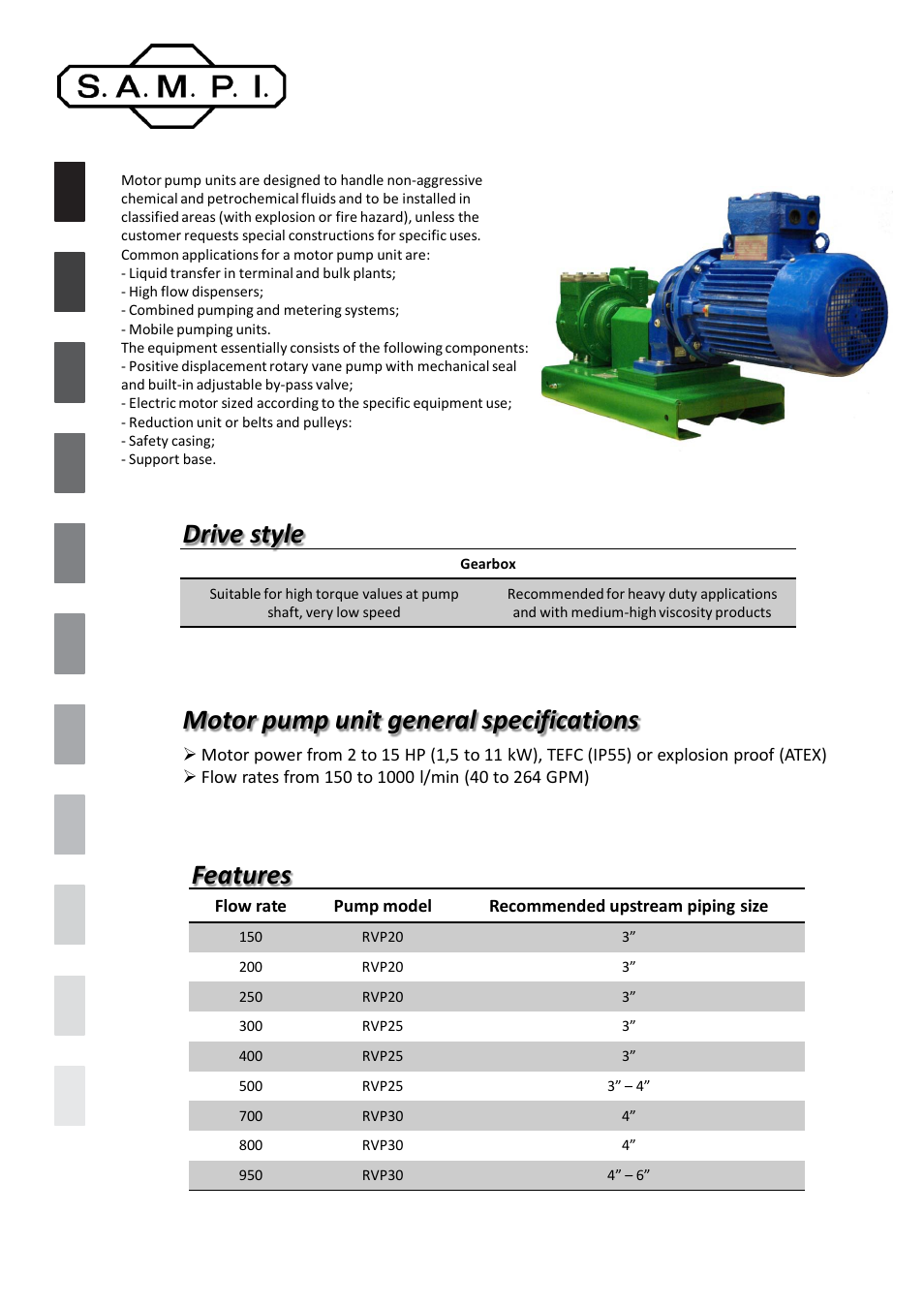 SAMPI Gearbox Motorpump User Manual | 2 pages