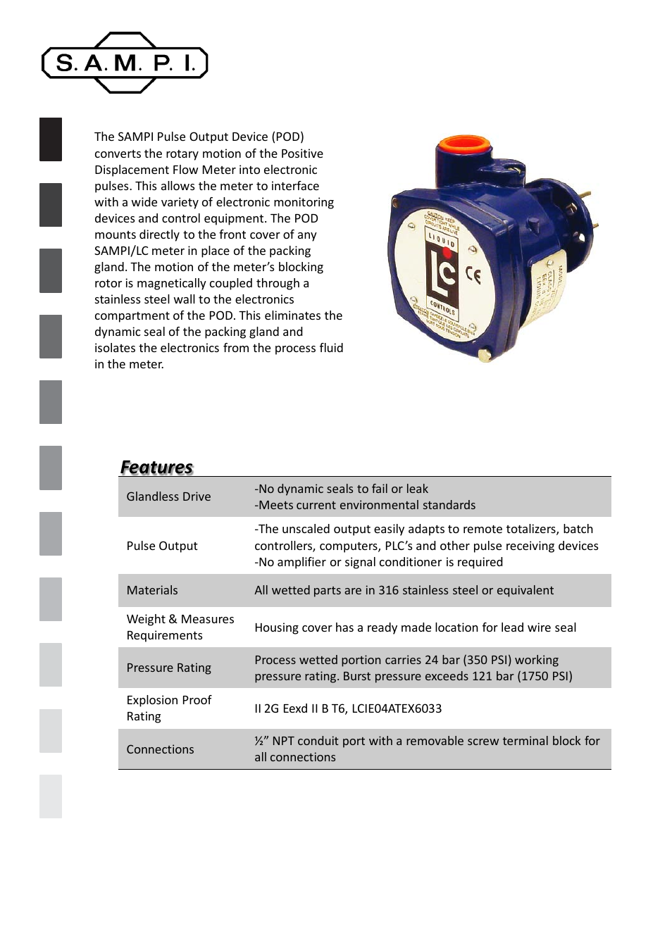SAMPI Pulse Output Device (POD) User Manual | 2 pages
