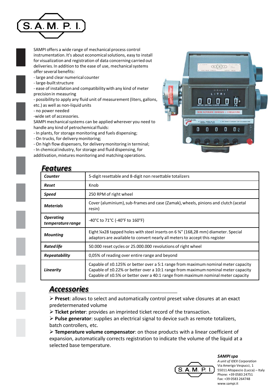 SAMPI Mechanical Register User Manual | 1 page