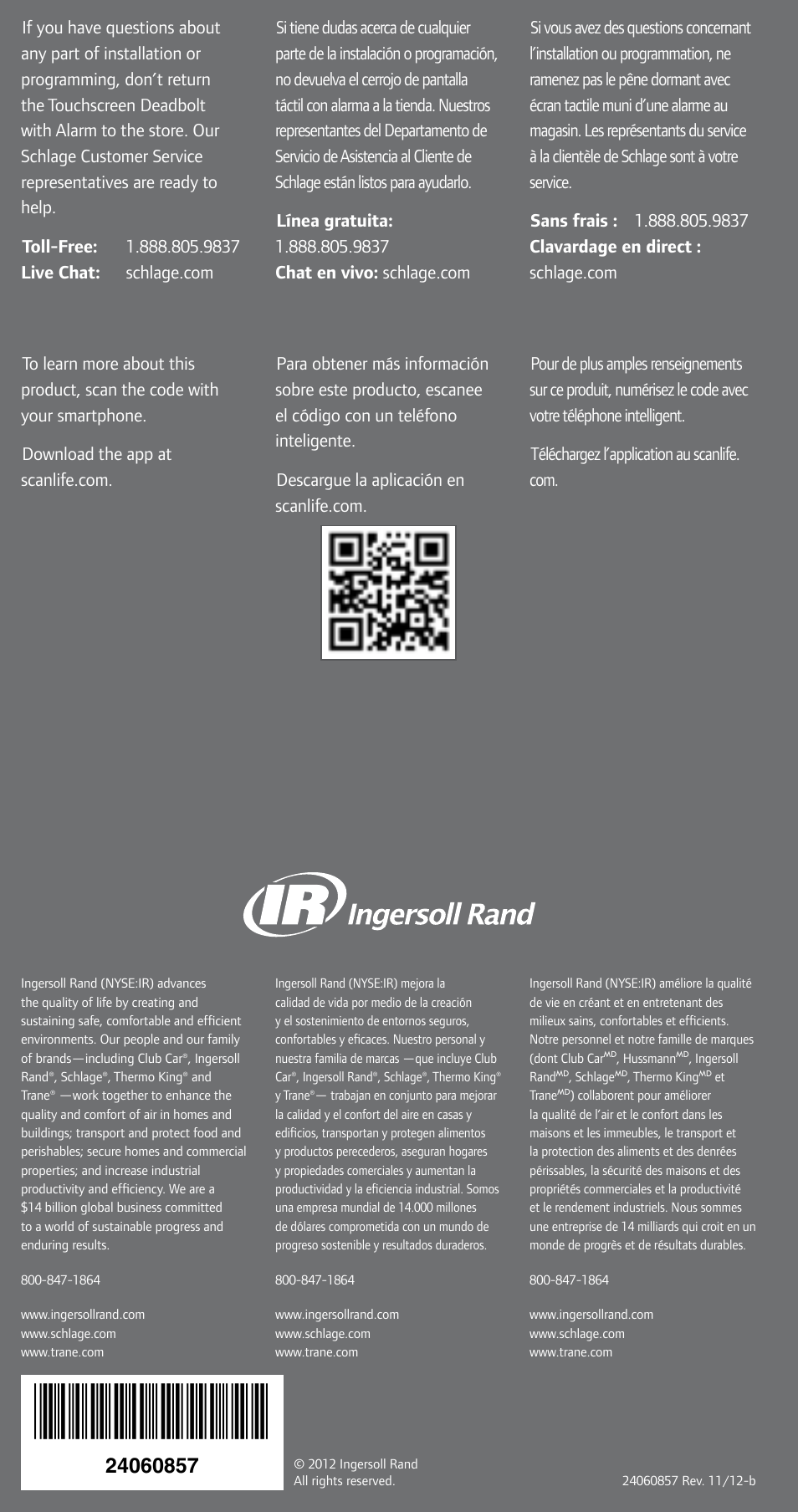 Schlage BE469NX User's Guide User Manual | Page 16 / 16