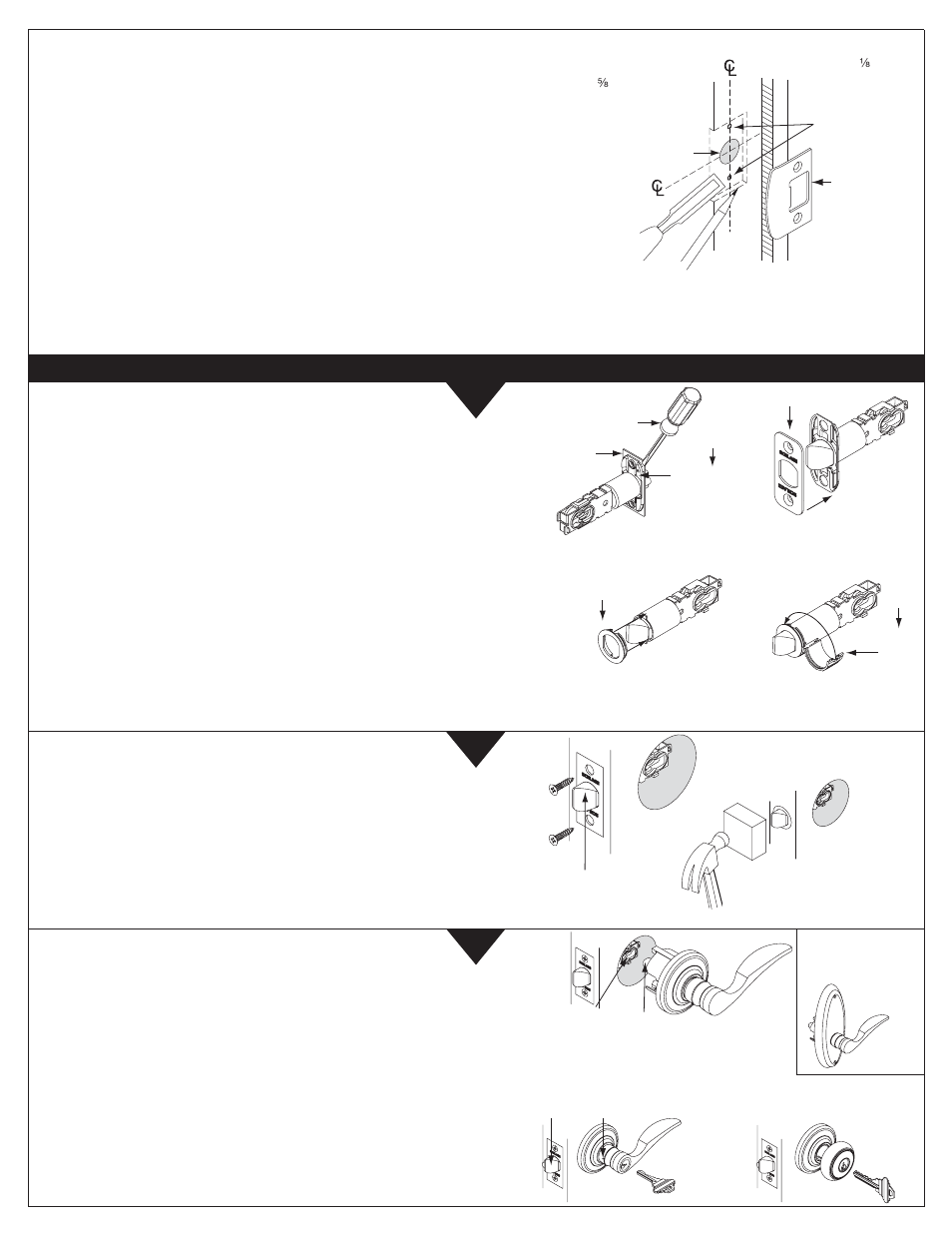 Lock installation, Instalación de la cerradura, Pose de la serrure | Schlage FA-Series Installation User Manual | Page 2 / 4