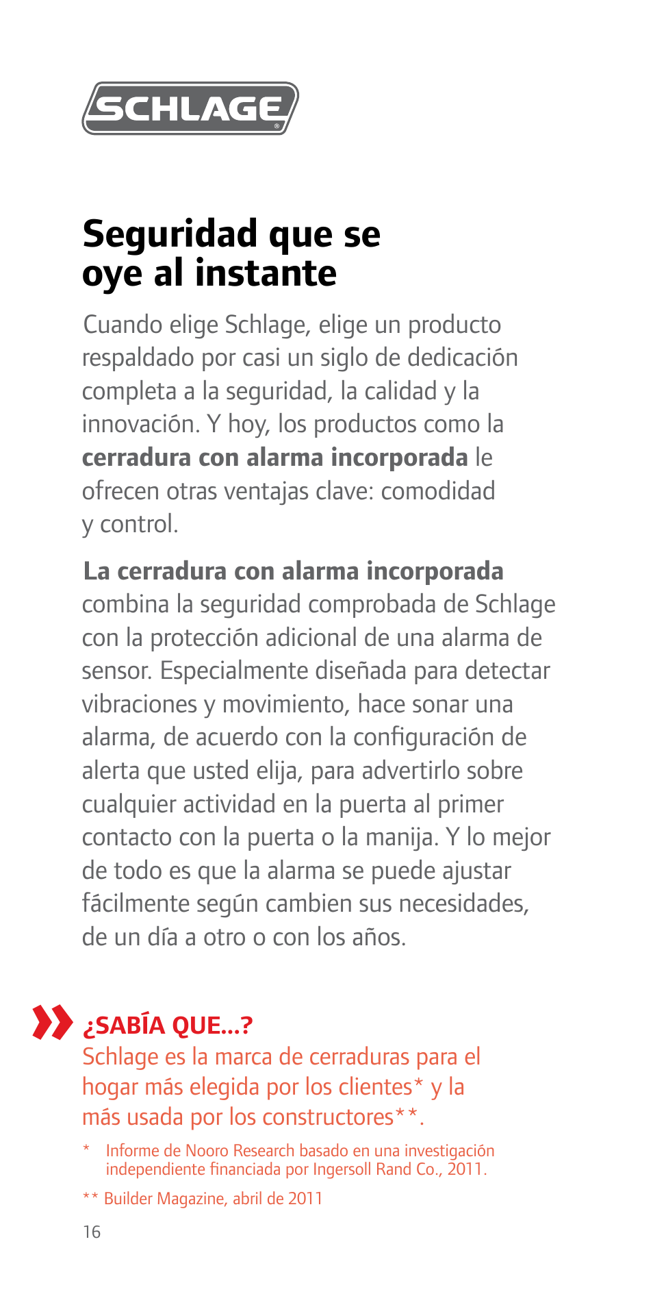 Seguridad que se oye al instante | Schlage FE51 User Guide User Manual | Page 16 / 44
