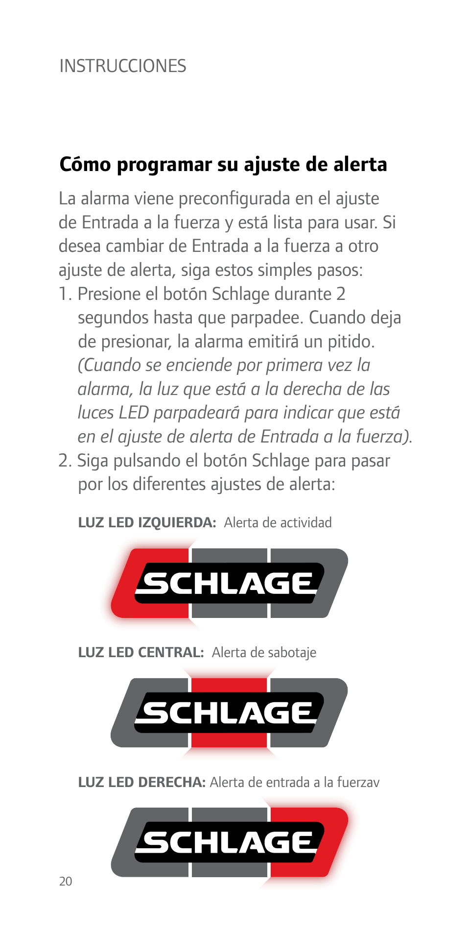 Cómo programar su ajuste de alerta | Schlage FE51 User Guide User Manual | Page 20 / 44