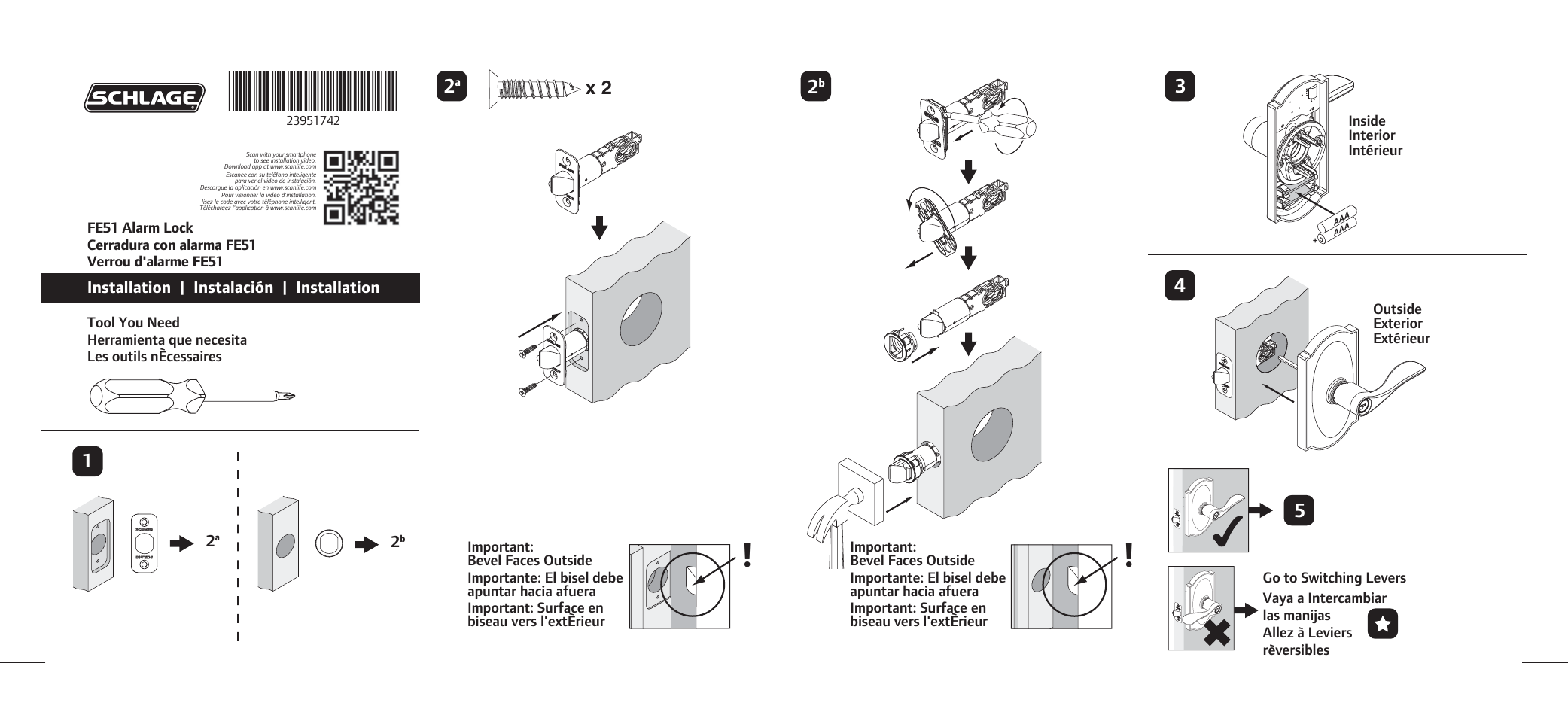 Schlage FE51 Installation User Manual | 2 pages