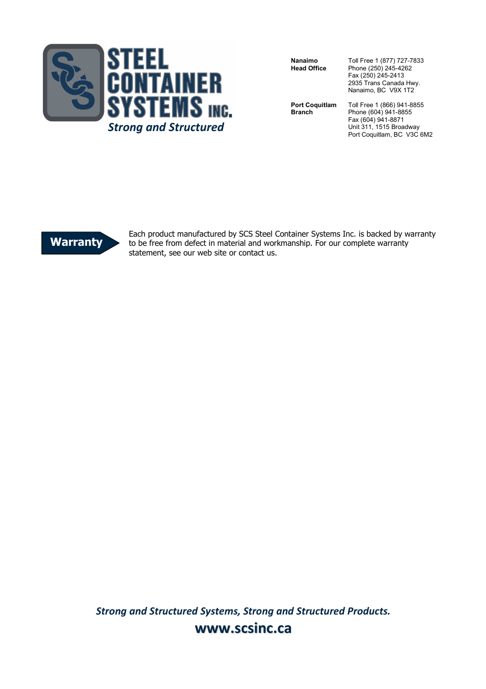 SCS Steel Container Systems LUGGER BINS User Manual | Page 2 / 2