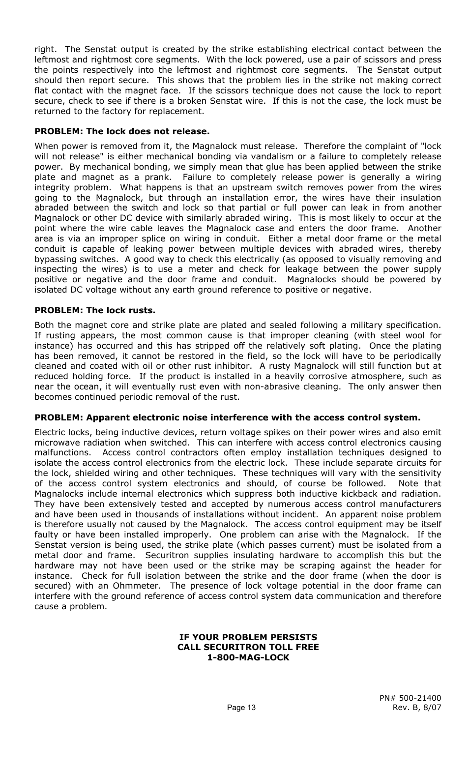 Securitron M68 (L, S and LS with D and T Options) User Manual | Page 13 / 14