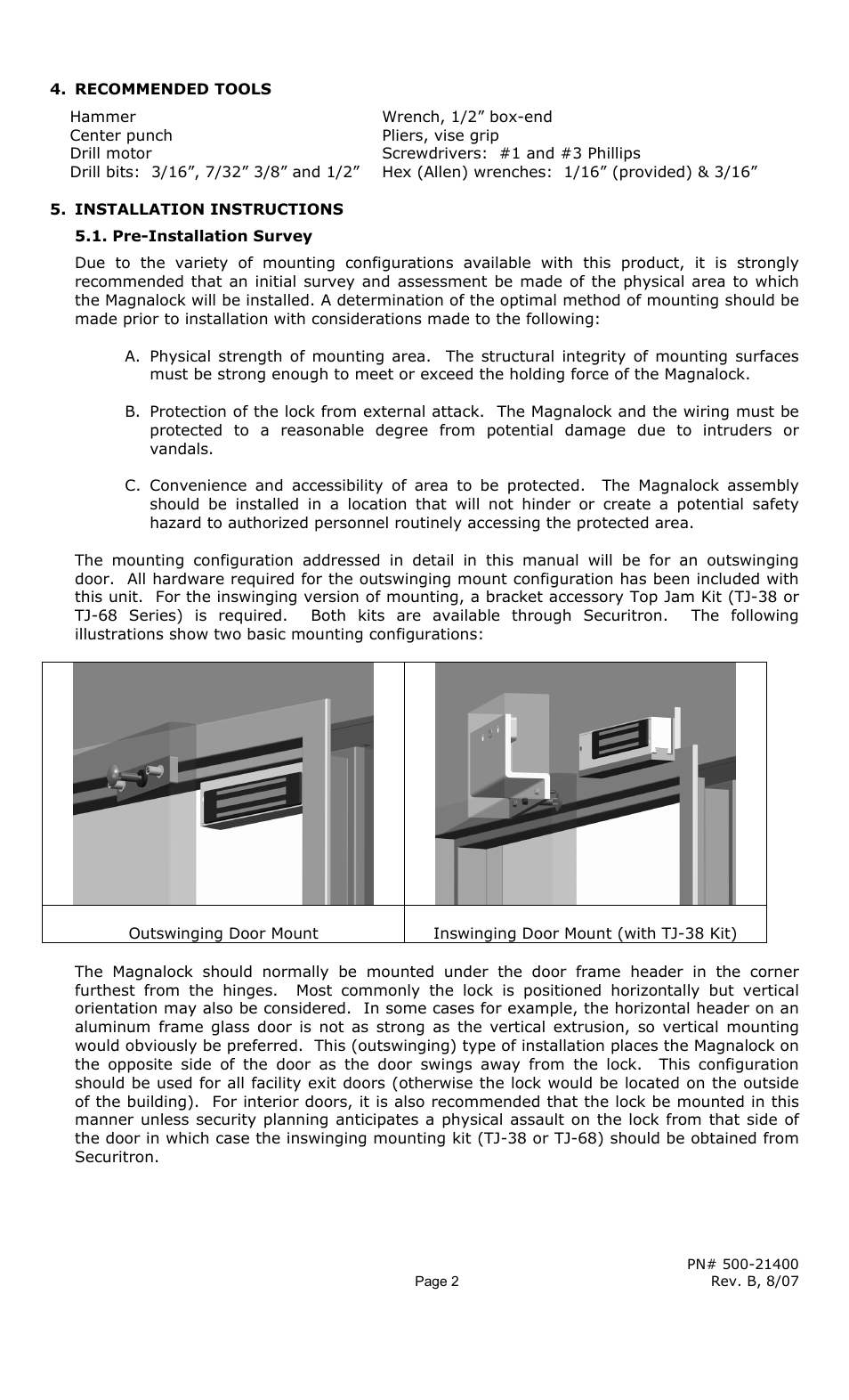 Securitron M68 (L, S and LS with D and T Options) User Manual | Page 2 / 14