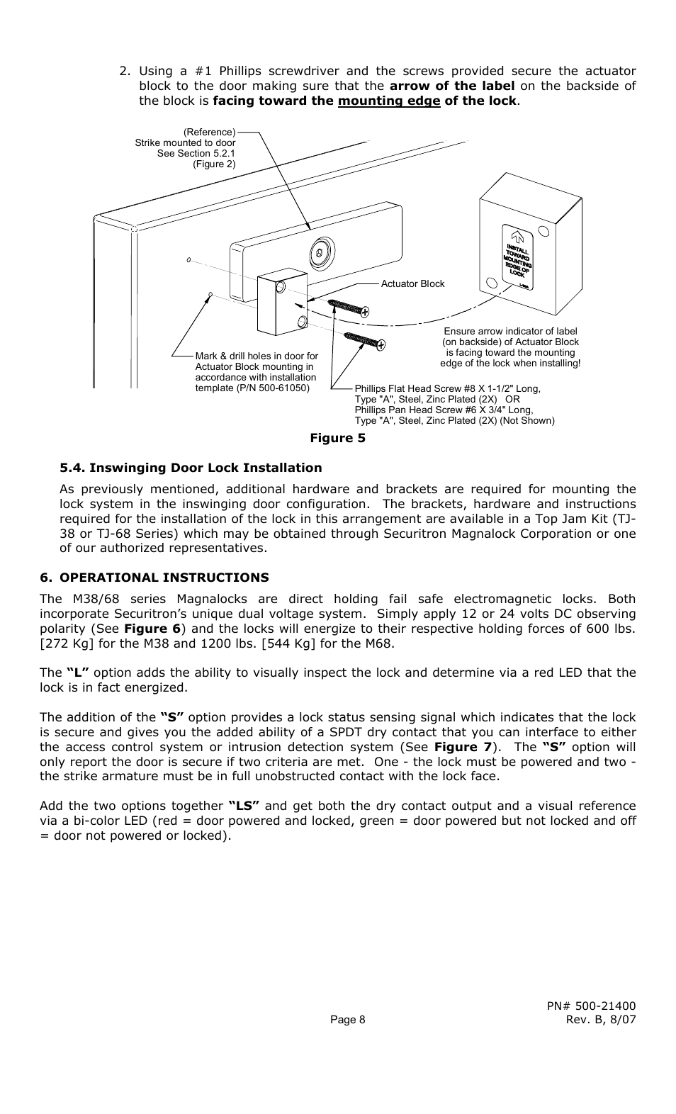 Securitron M68 (L, S and LS with D and T Options) User Manual | Page 8 / 14