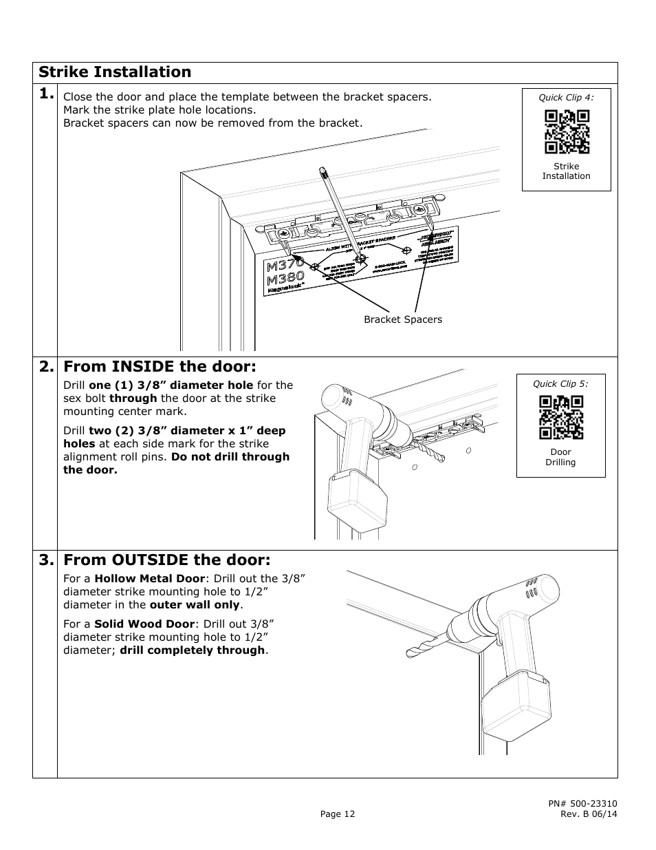 Strike installation | Securitron M380BD_C_C2_X MAGNALOCK_Series User Manual | Page 12 / 20