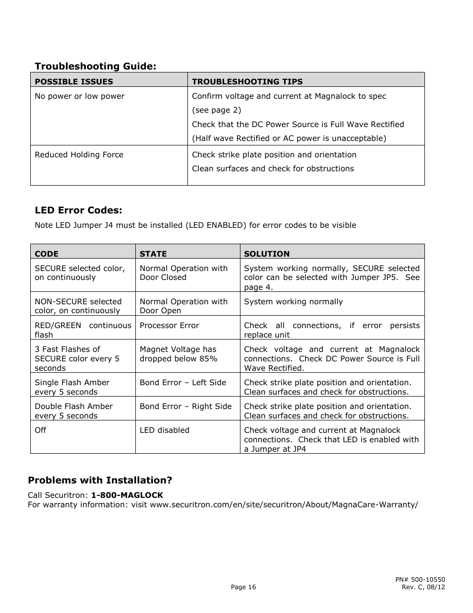 Securitron M680 User Manual | Page 16 / 16